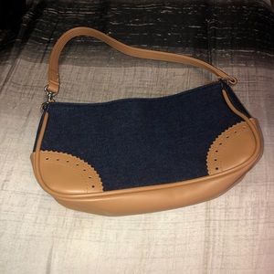 Chateau tan and blue handbag